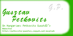 gusztav petkovits business card